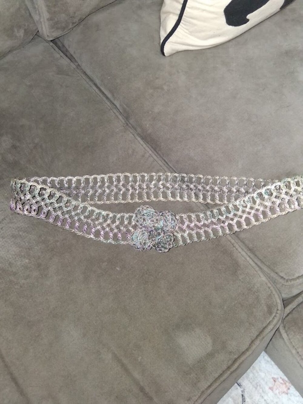 Vintage Handmade Woven Wire Hammered Belt with Flower Buckle